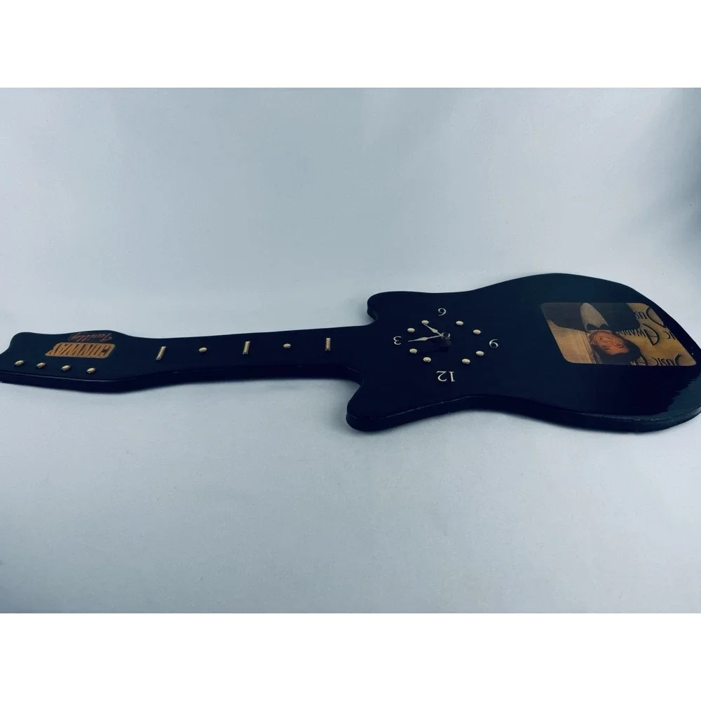 Vintage Conway Twitty Wood Guitar Shaped Wall DO-Be Clock - Works! Retro Country